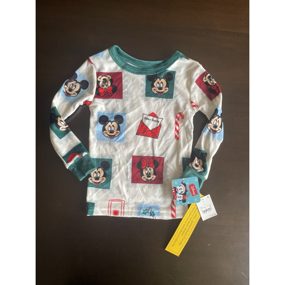 Disney Micky & Minnie Mouse Letters to Santa Plush Pajama Set Size 4T  NWT - Picture 2 of 7